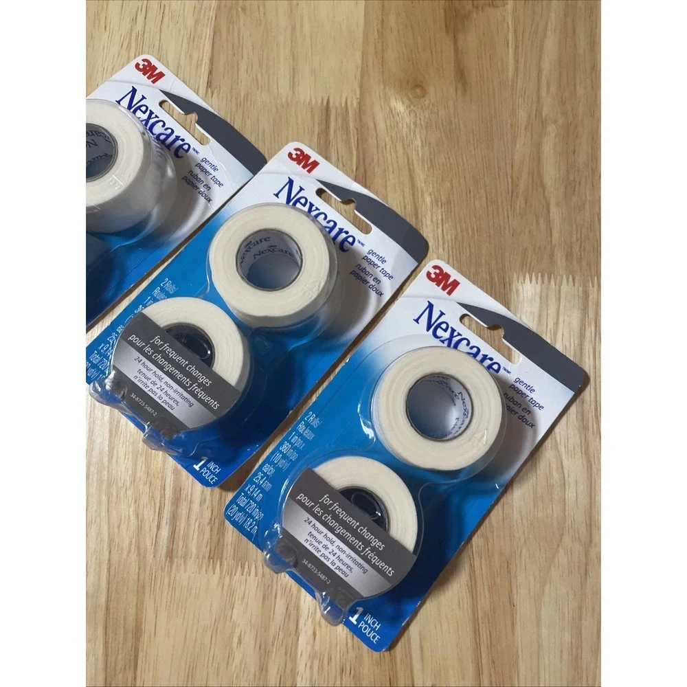 Nexcare Gentle Paper Tape 1 In x 10 Yds, 3 Rolls of Tape Easy On / Off - 3 Pack